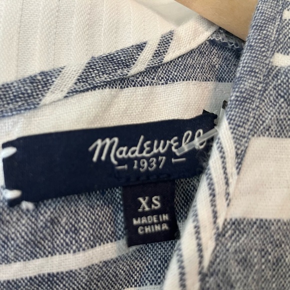 Madewell Perimeter Linen Stripe V-neck Romper Tie Waist Women’s XS - Picture 5 of 6